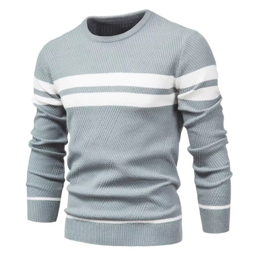 Elegant Herringbone Pattern Pullover for Men