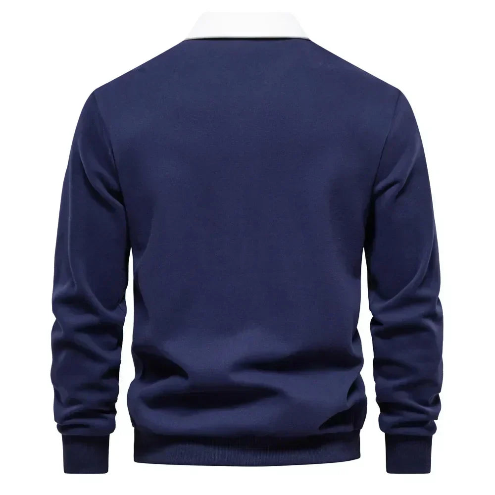 Refined Contrast Polo Sweater