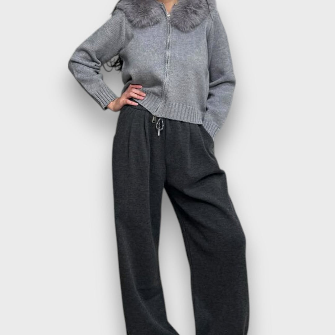Alisanne – Giacca a maglia con zip e colletto in faux fur - Montaracrest