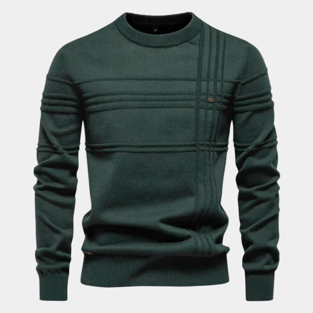 Men's Burkhard Montaracrest pullover with stylish plaid pattern, featuring a classic crew neck and long sleeves.
