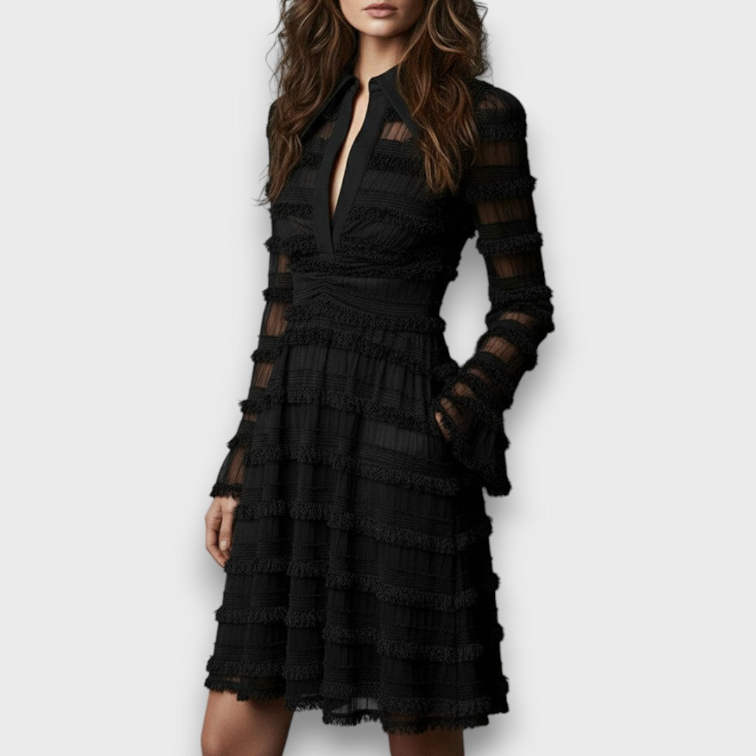 Parisa – Abito Midi con Frange Trasparenti - Montaracrest