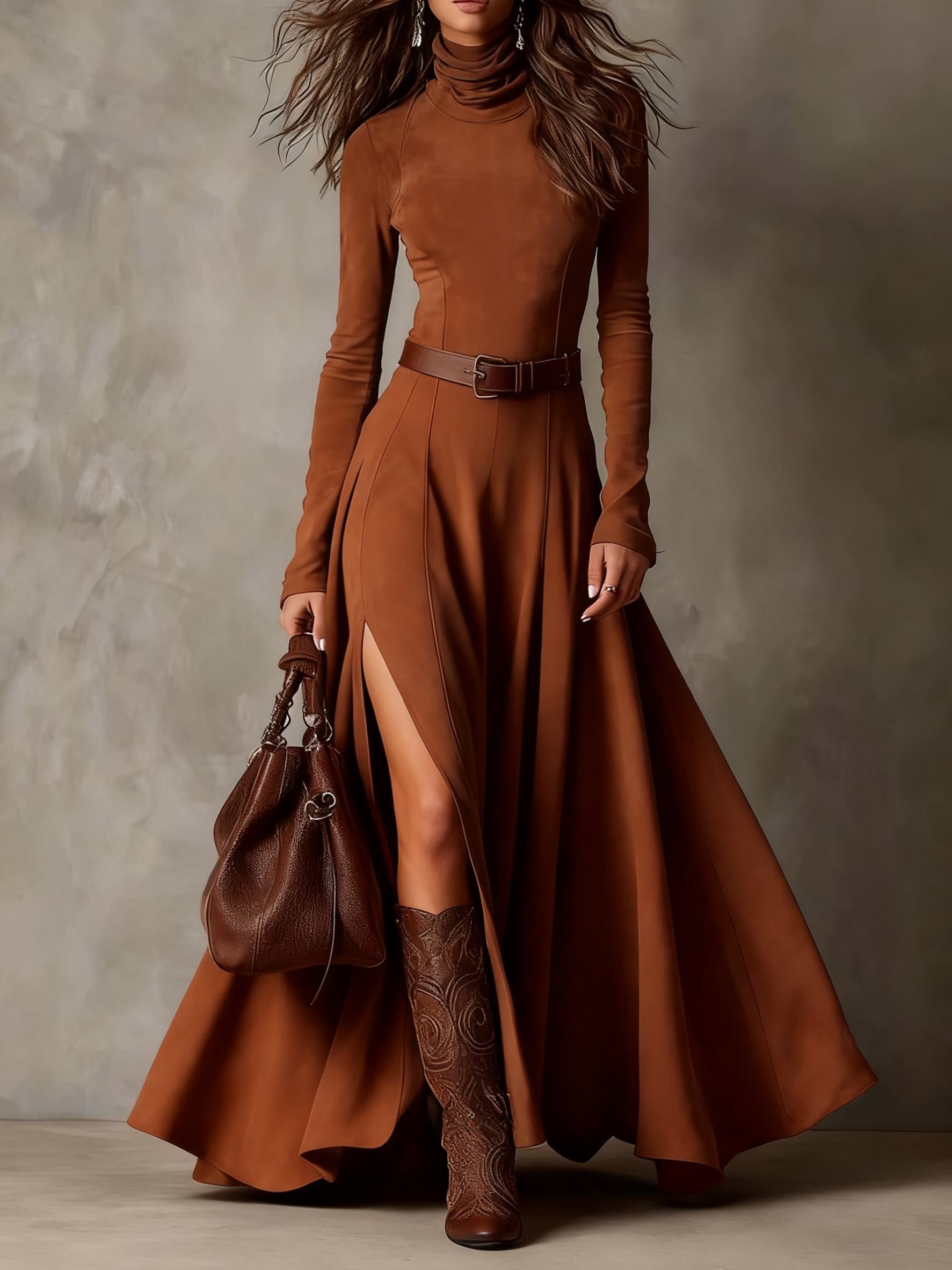 Anarielle™ | Sculpted Suede Maxi Dress