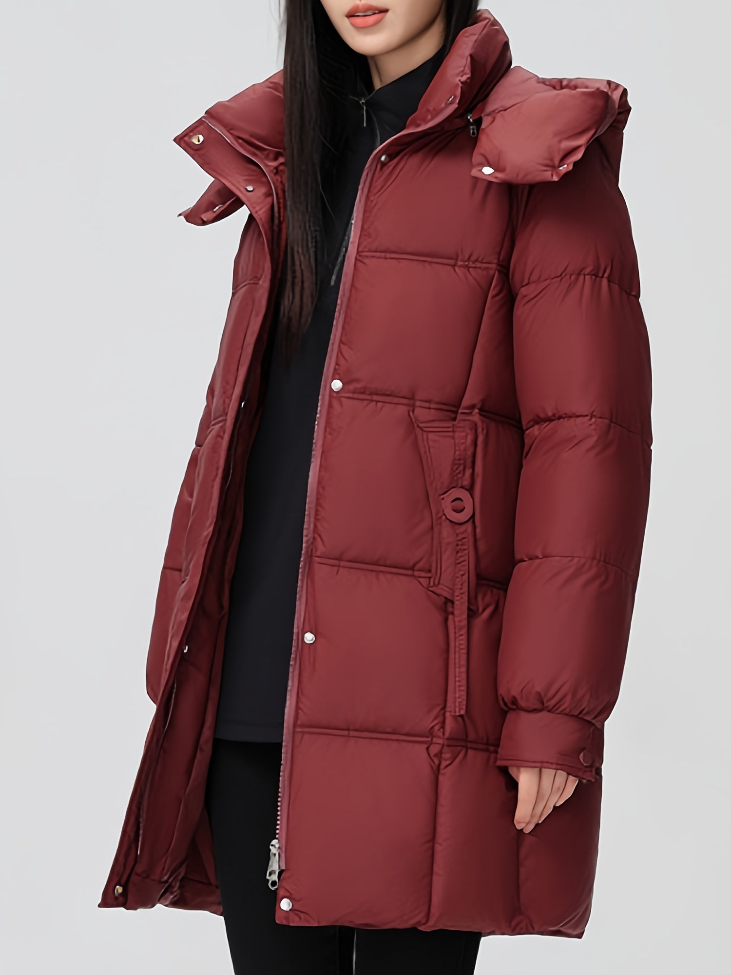 Amelia | Belted Hooded Longline Puffer Coat