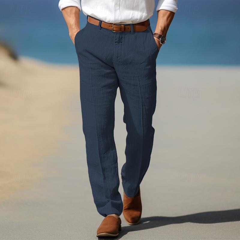 Premium Luxury Men's Linen Pants with Belt Loops