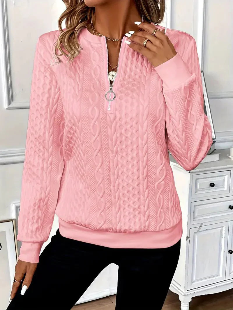 Montaracrest Amy™ sweater with ribbed cuffs and a relaxed fit, featuring a soft knit fabric in a stylish, versatile design.