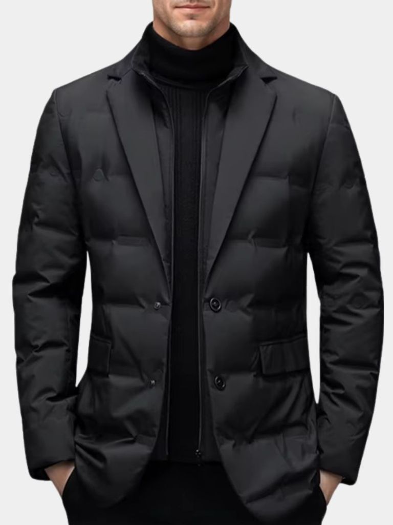 Montaracrest Aristocrat winter jacket, stylish men's jas with a cross crown design and warm insulated fabric.