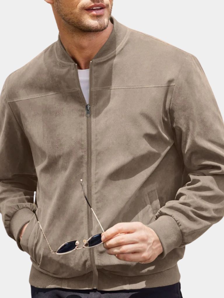 Ashwood bomber jacket in suede by Montaracrest, stylish and elegant jas with a sleek design and textured fabric.