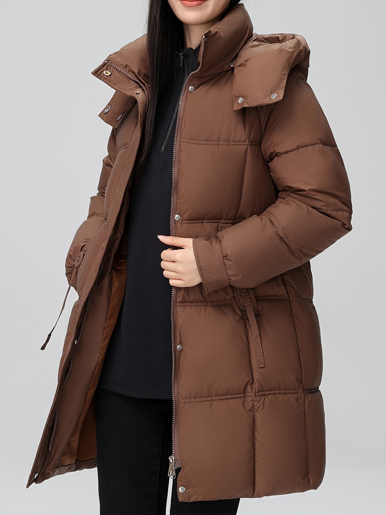 Amelia | Belted Hooded Longline Puffer Coat