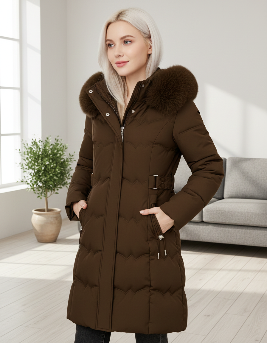 Arabella | Longline Faux-Fur Hood Puffer Coat