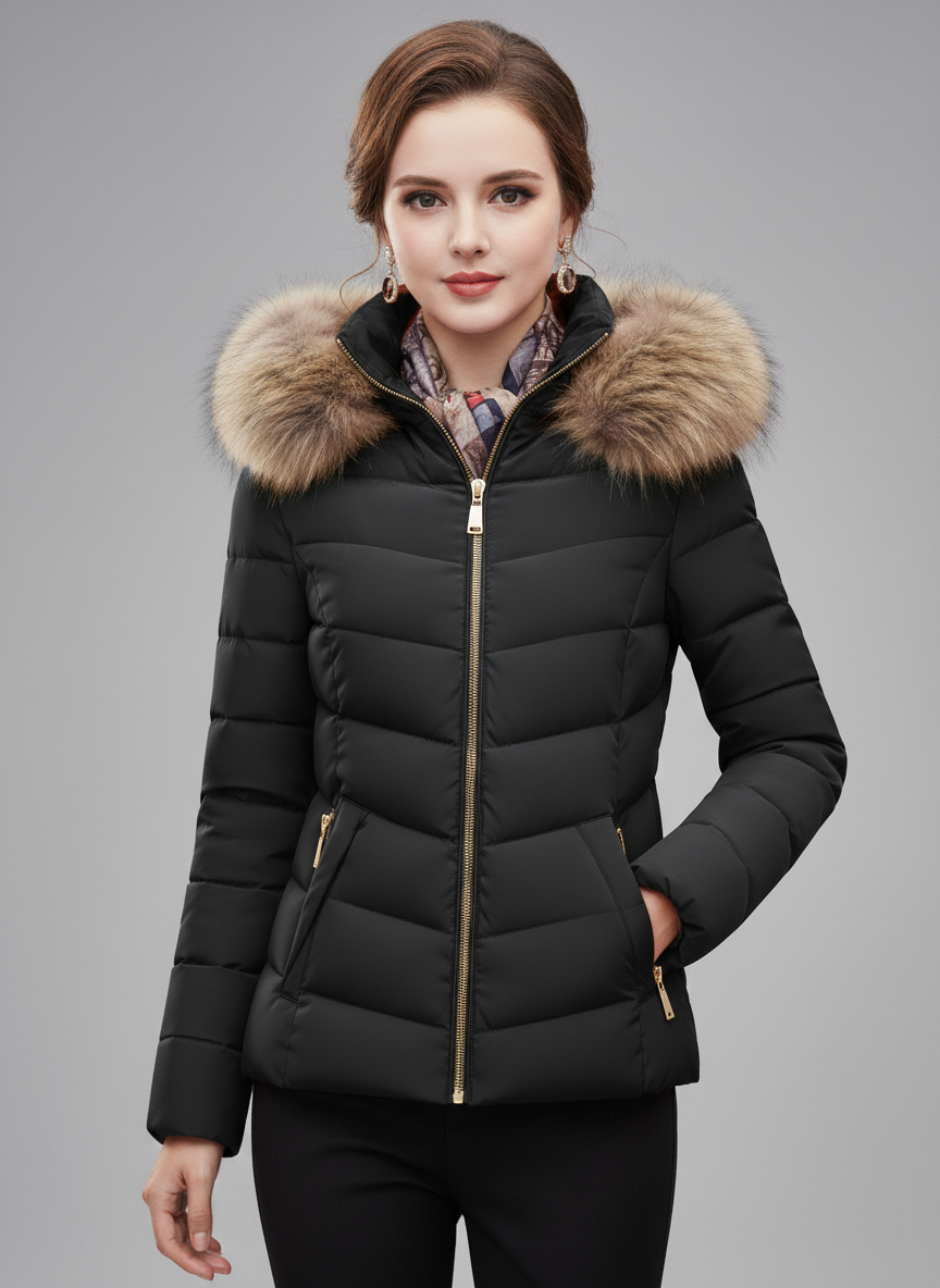 Amelia | Longline Faux-Fur Hood Puffer Coat