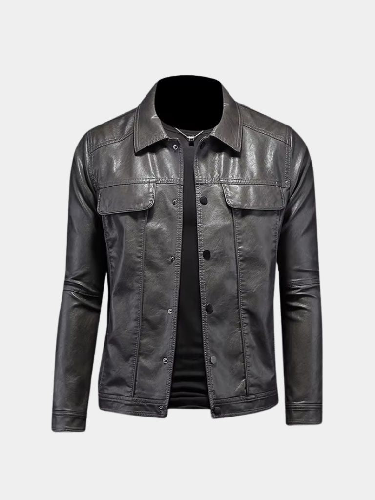 Bronze leather rebel jacket by Montaracrest featuring a cross crown design, stylish and edgy for modern fashion.