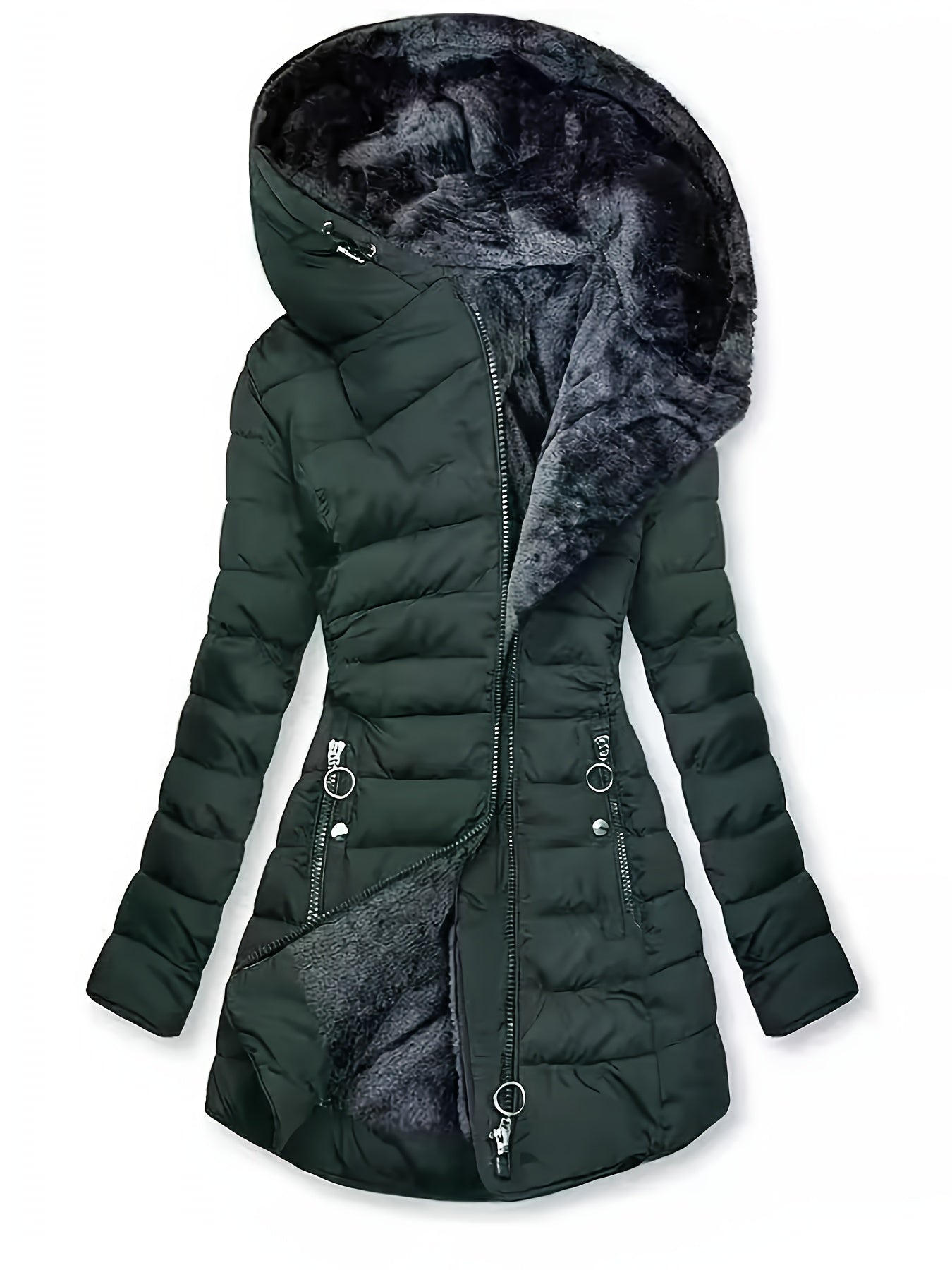 Freya | Fleece-Lined Oversized Hood Long Puffer Coat