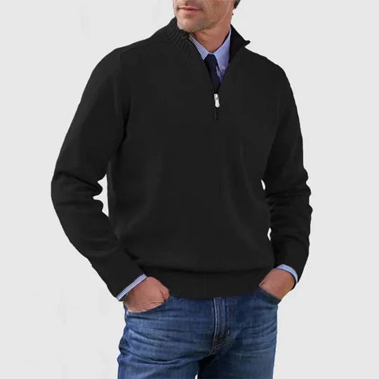 Montaracrest Nico™ maglione con mezza zip in maglia fine, stylish men's sweater featuring a half-zip design and soft knit fabric.