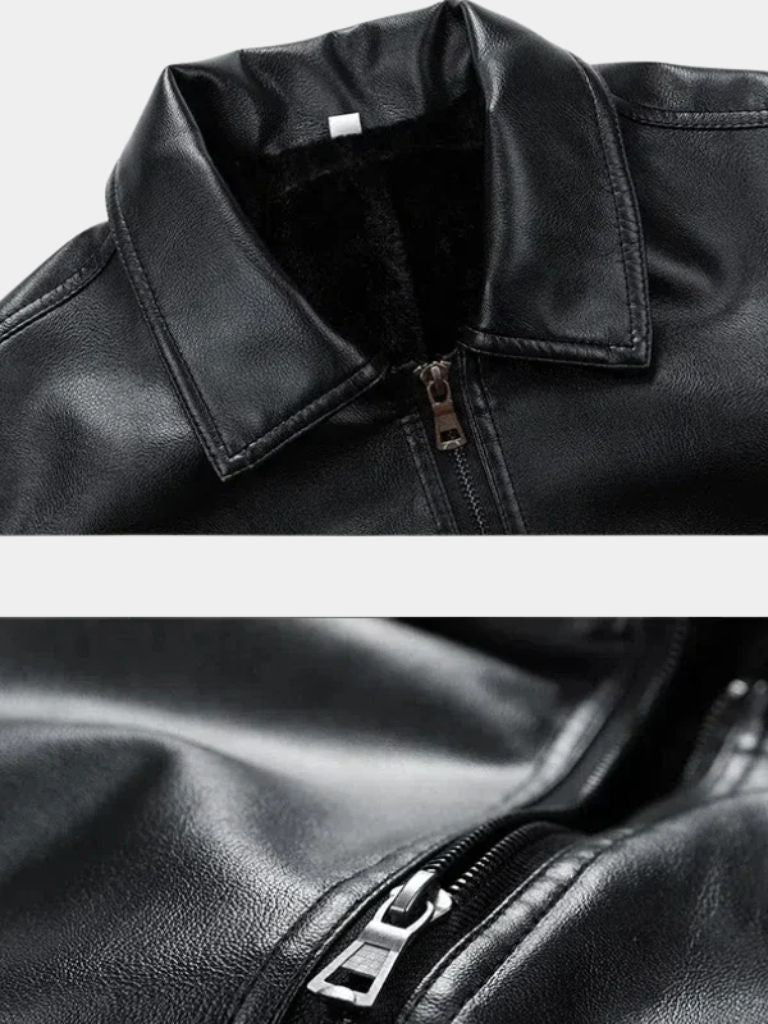Montaracrest Denver leather jacket, stylish men's jas with cross crown detail, crafted from high-quality leather.