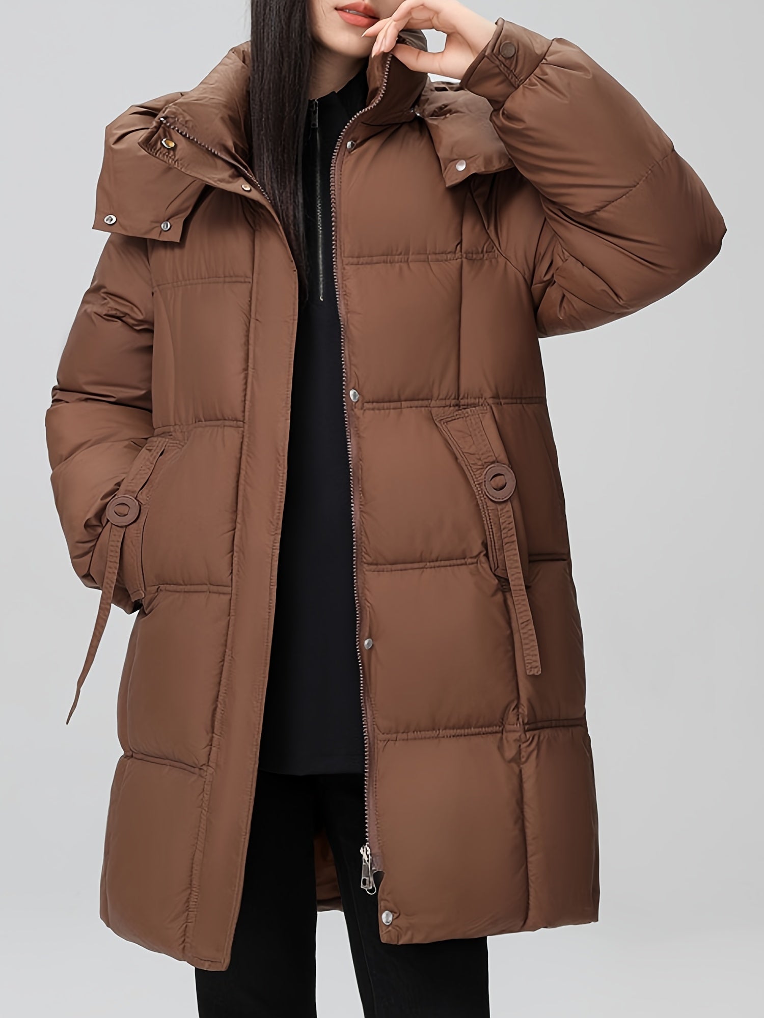Amelia | Belted Hooded Longline Puffer Coat