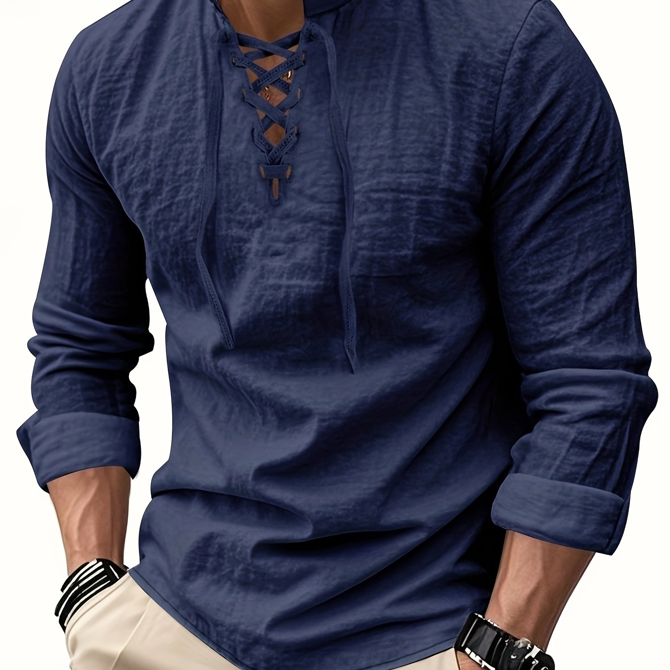 Montara & Crest V-Neck Shirt in soft fabric, featuring a classic V-neck design and a comfortable fit.