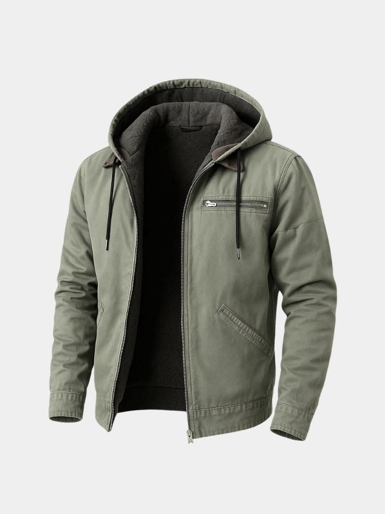 Montaracrest Giacca Essenziale con Cappuccio, casual hooded jacket in neutral color, featuring a cross crown design.