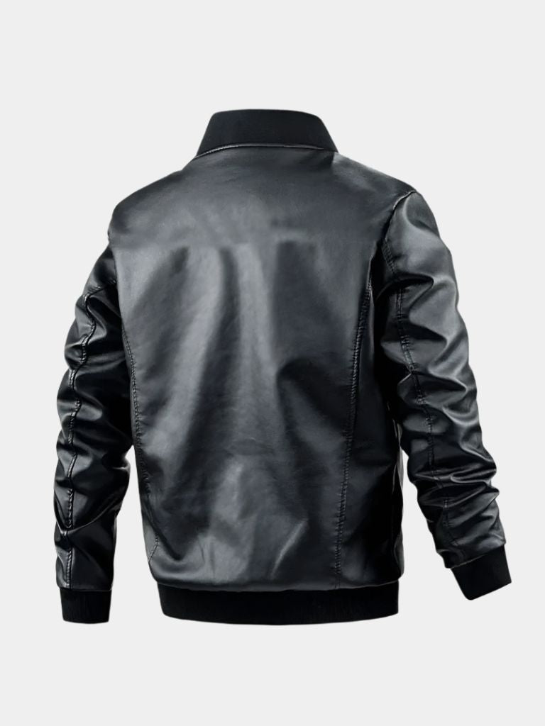 Montaracrest essential leather jacket with cross crown design, stylish and durable for everyday wear.