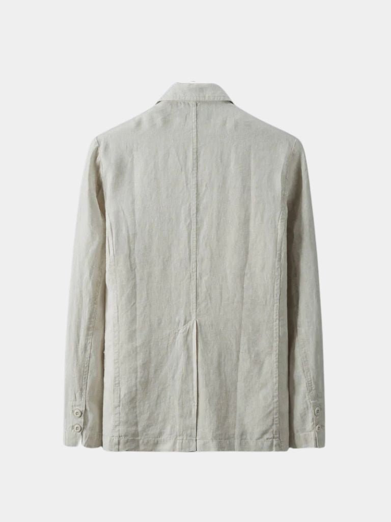 Montaracrest Gianni summer linen blazer, stylish men's jacket with a cross crown detail, lightweight and perfect for warm weather.