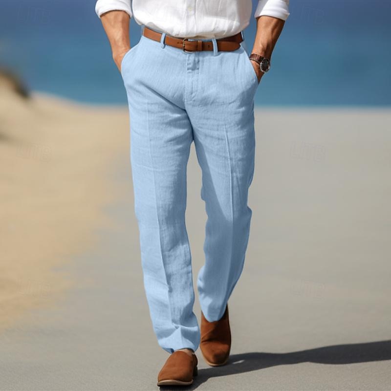 Premium Luxury Men's Linen Pants with Belt Loops