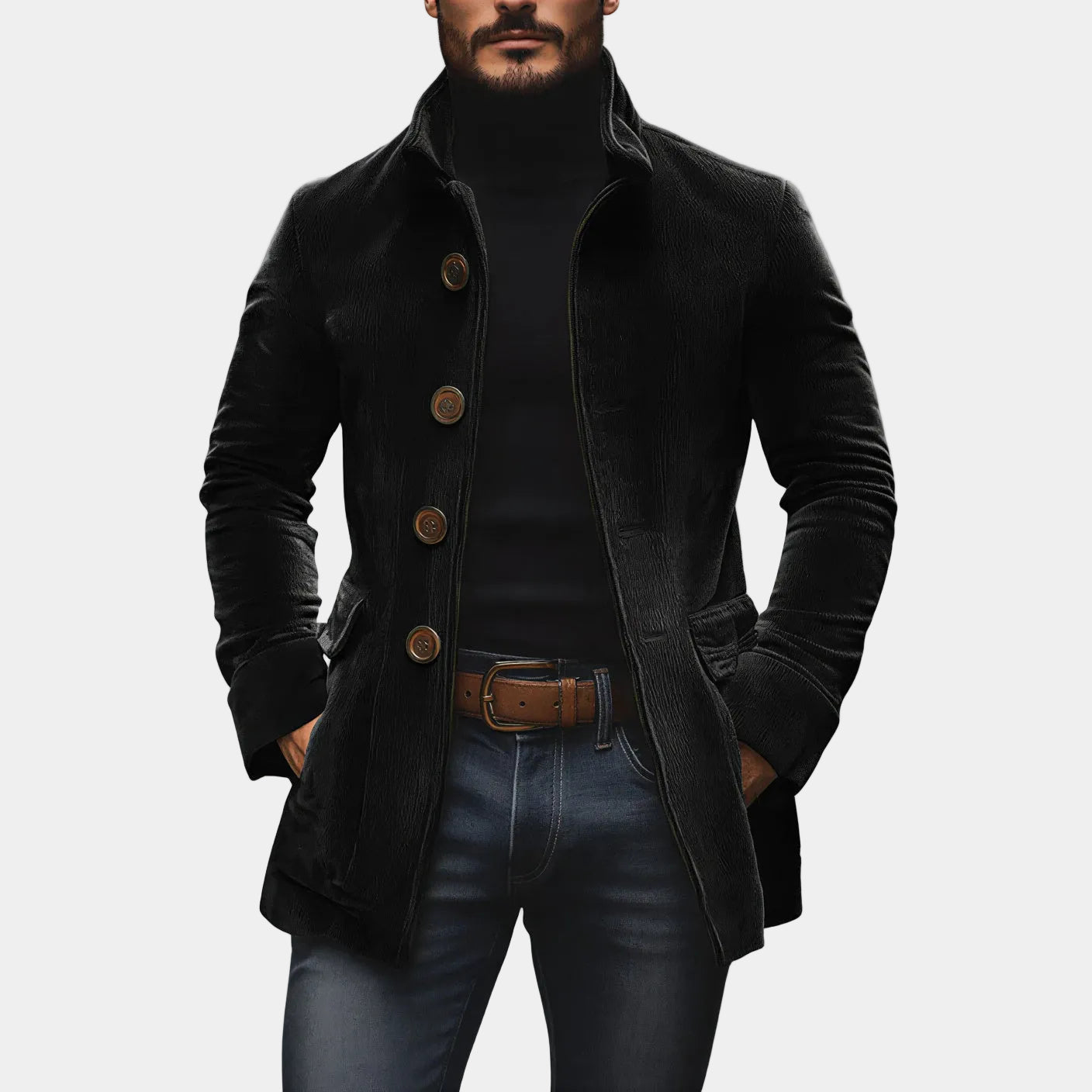 Montaracrest ROVESSA ROMA men's cotton ribbed jacket, stylish and comfortable men's outerwear in beige fabric.