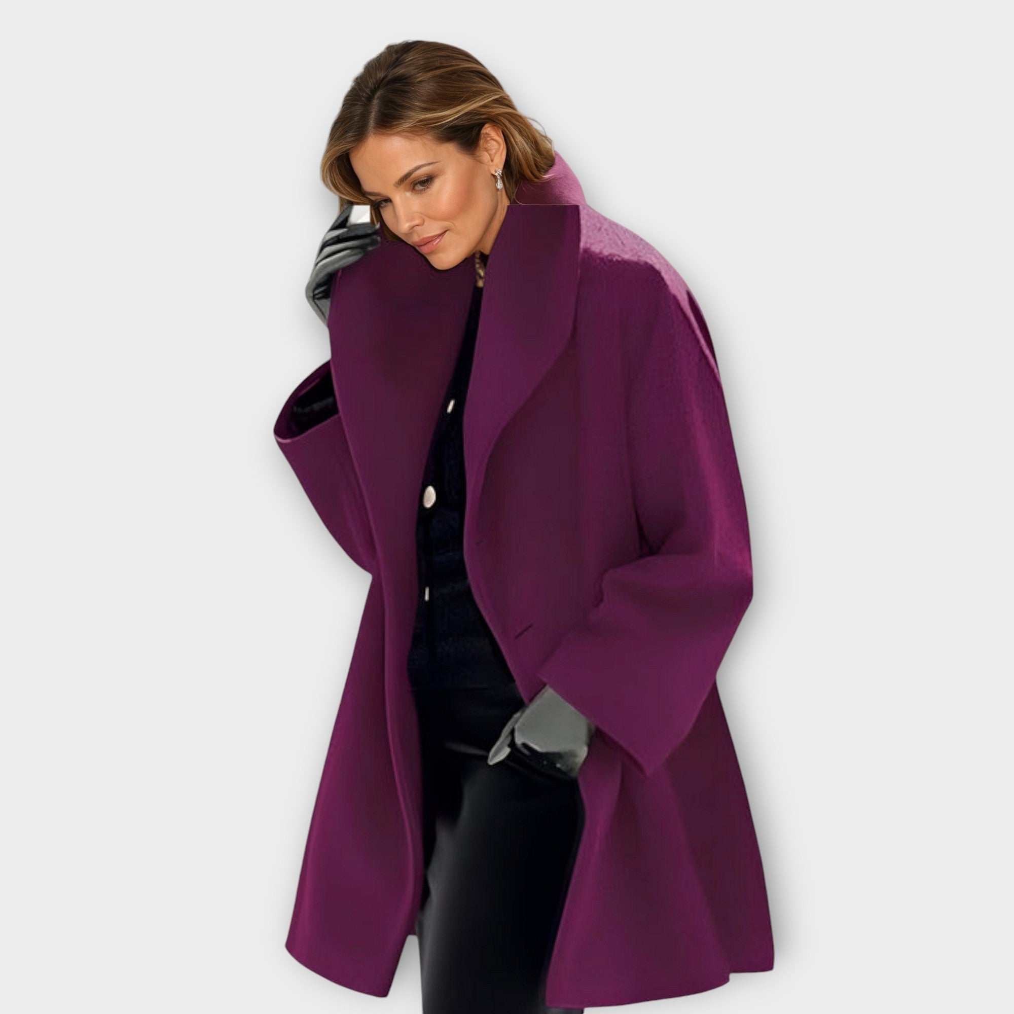 Montaracrest Benedetta™ windproof wool jacket in neutral tones, featuring a cozy, stylish design suitable for cold weather.