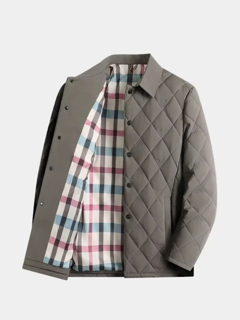 Luxury layered jacket by Montaracrest featuring sophisticated design and cross crown details, stylish and modern outerwear.