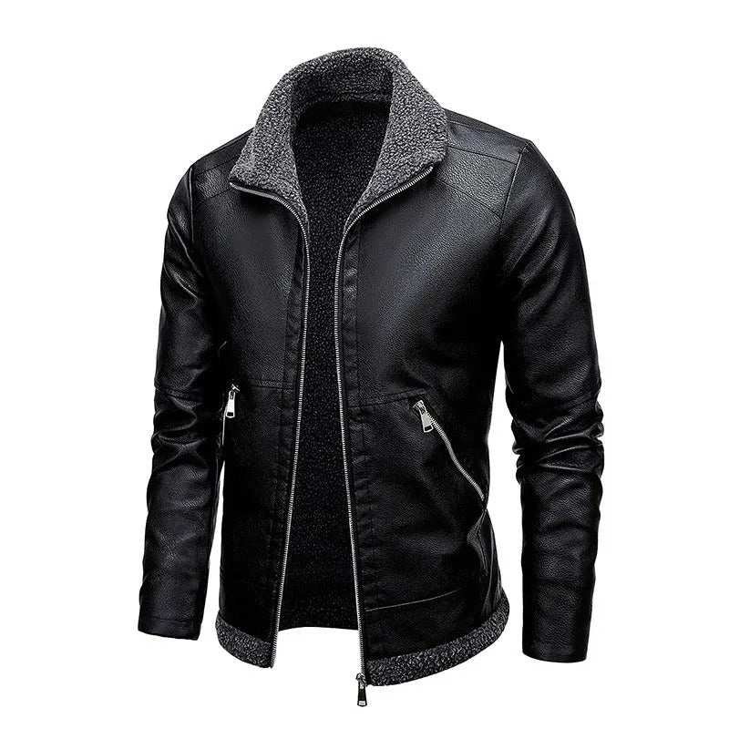 Elegant Polar Fleece Leather Jacket