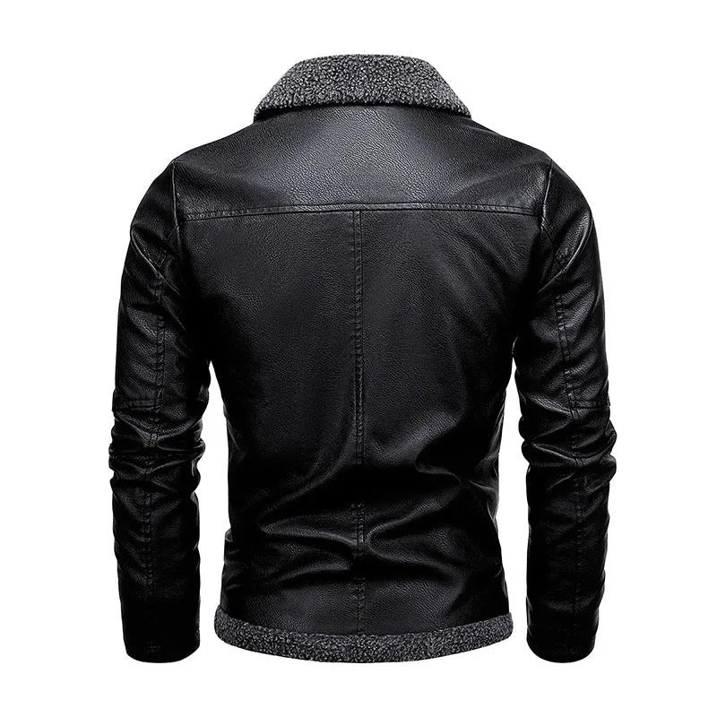 Elegant Polar Fleece Leather Jacket