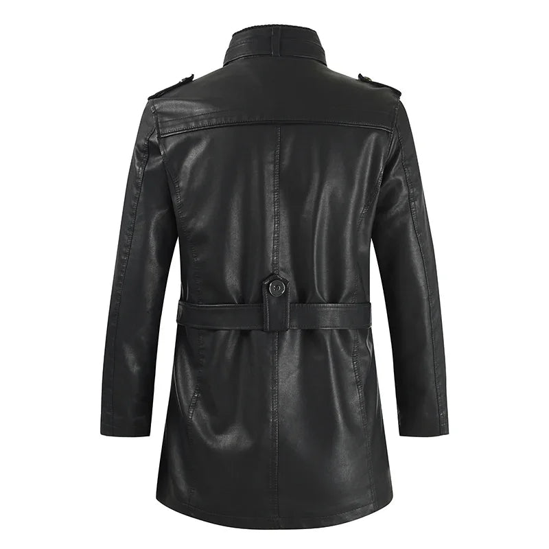 Chic Long Leather Biker Jacket
