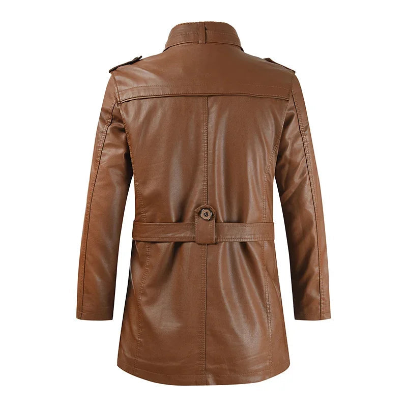 Chic Long Leather Biker Jacket
