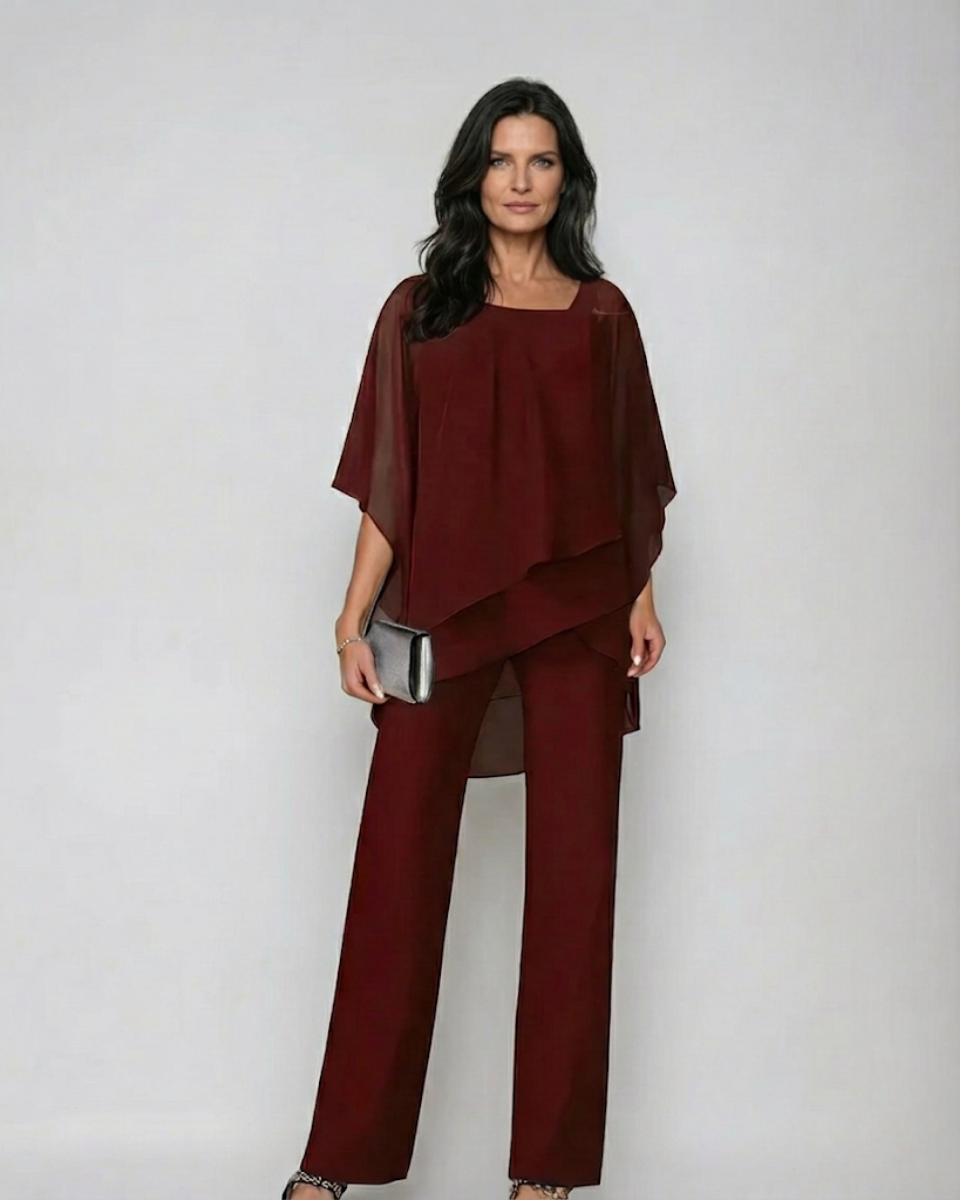 Mariella two-piece fluid jumpsuit by Montaracrest, featuring a stylish, lightweight fabric with a relaxed fit.