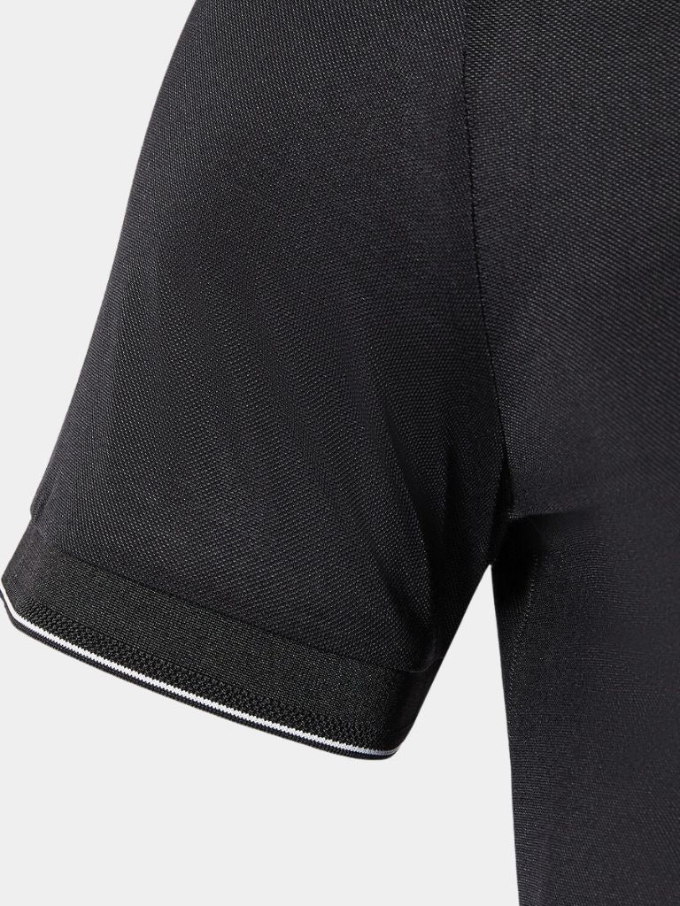 Montaracrest polo shirt with obsidian trim, featuring a cross crown design on the front, made from high-quality fabric.
