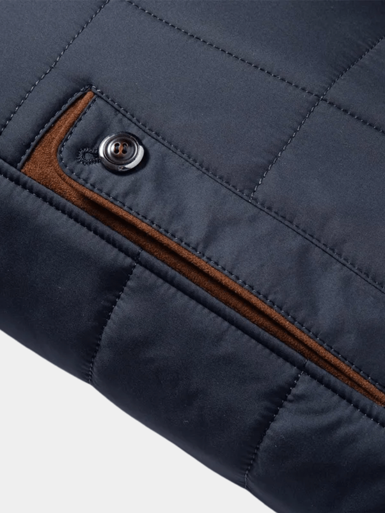 Montaracrest quilted winter jacket in a cross crown design, insulated and stylish for cold weather.
