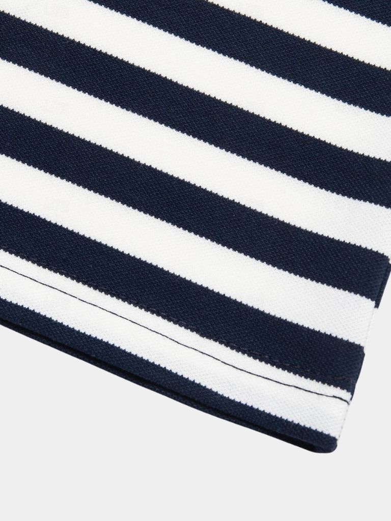 Montaracrest Polo Elegante Riviera in navy with cross crown logo, classic fit, short sleeves, and collar.