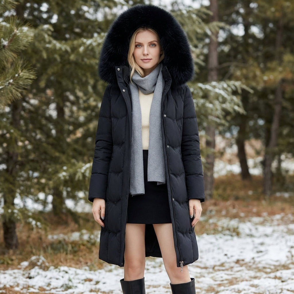 Arabella | Longline Faux-Fur Hood Puffer Coat