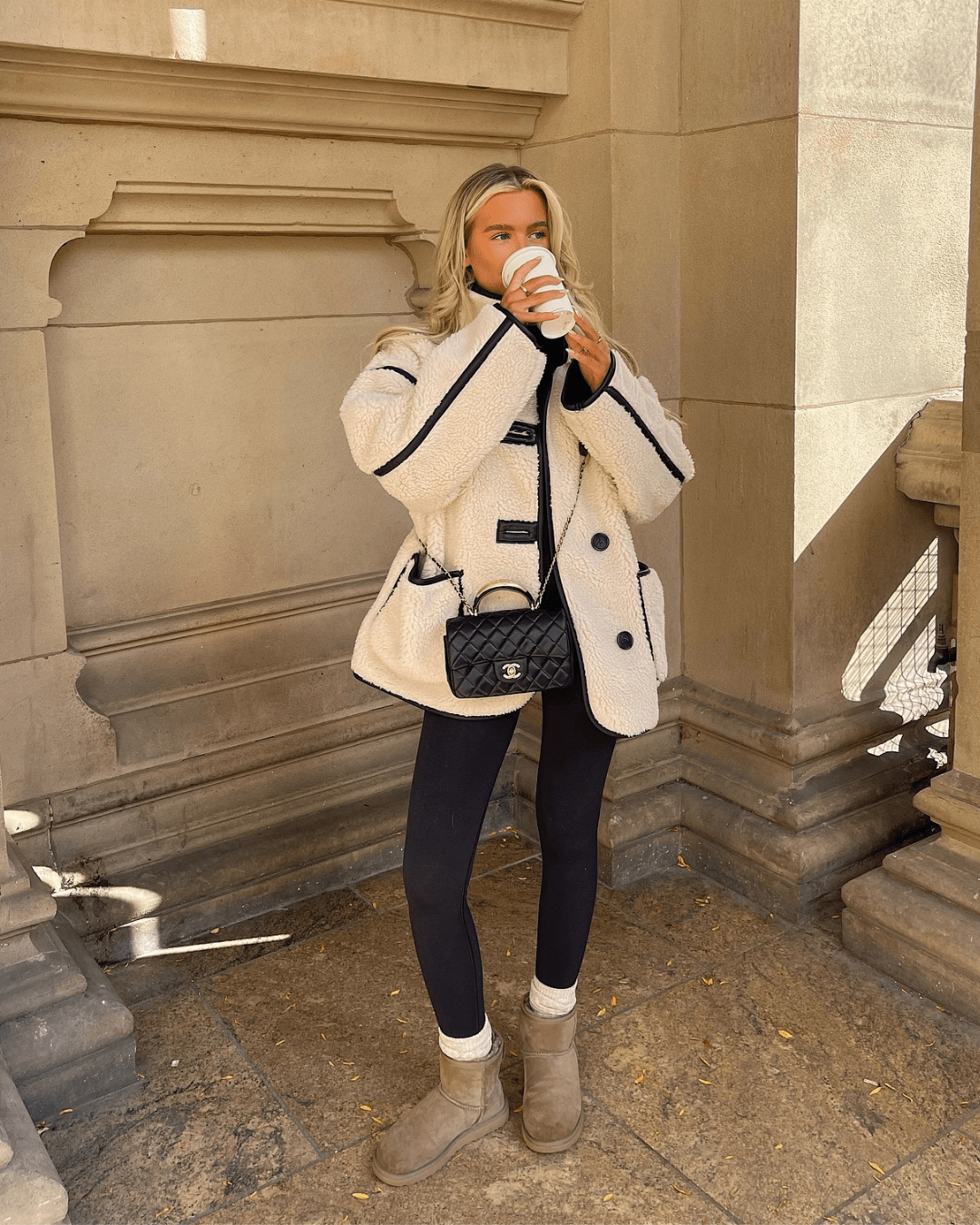 Adela Funnel Neck Sherpa Jacket