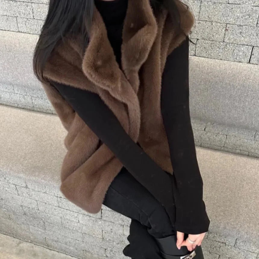 Amalia High Neck Faux Fur Vest