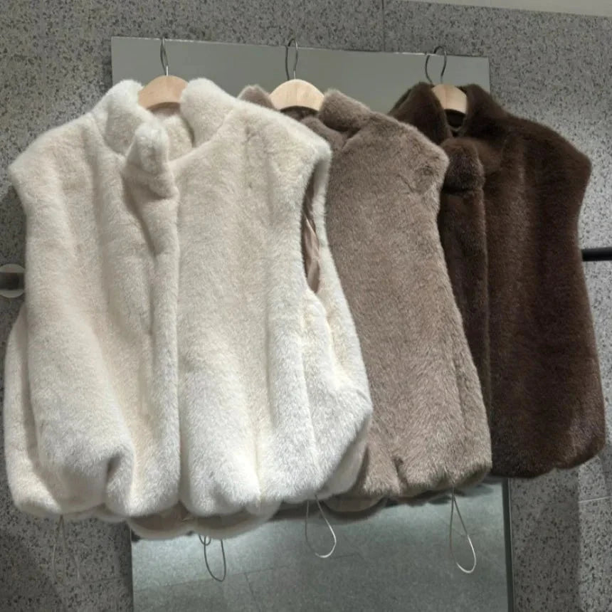 Amalia High Neck Faux Fur Vest