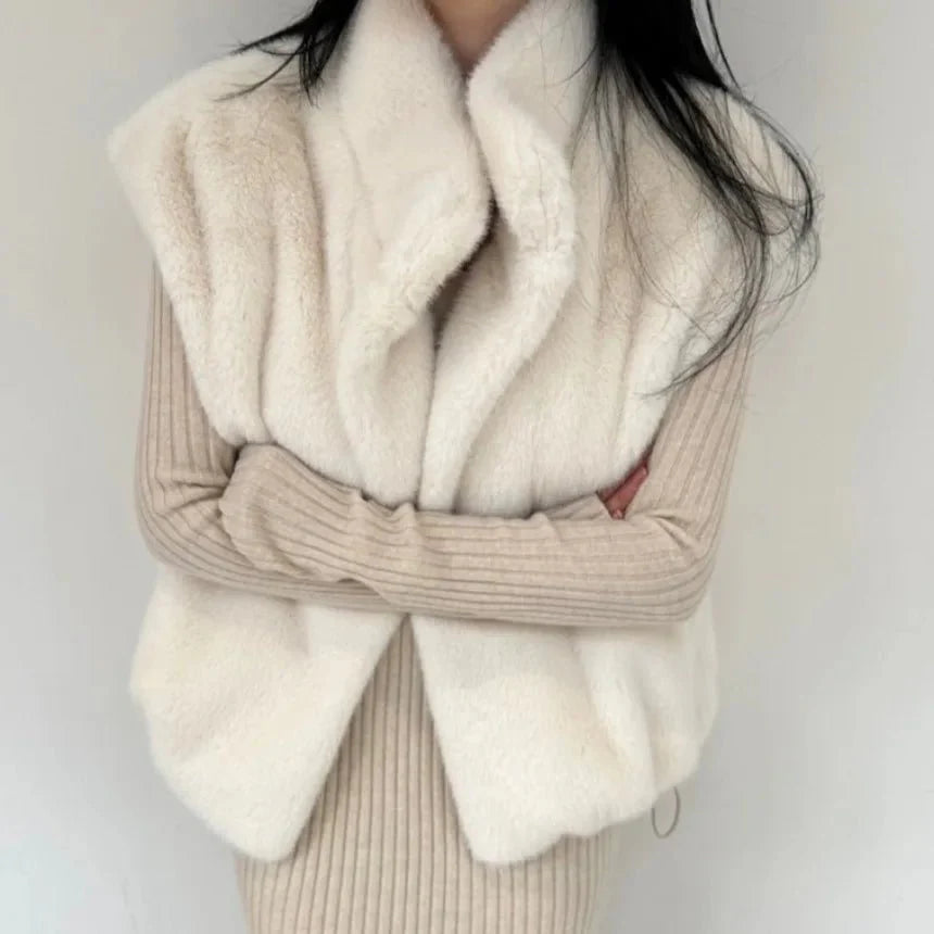 Amalia High Neck Faux Fur Vest
