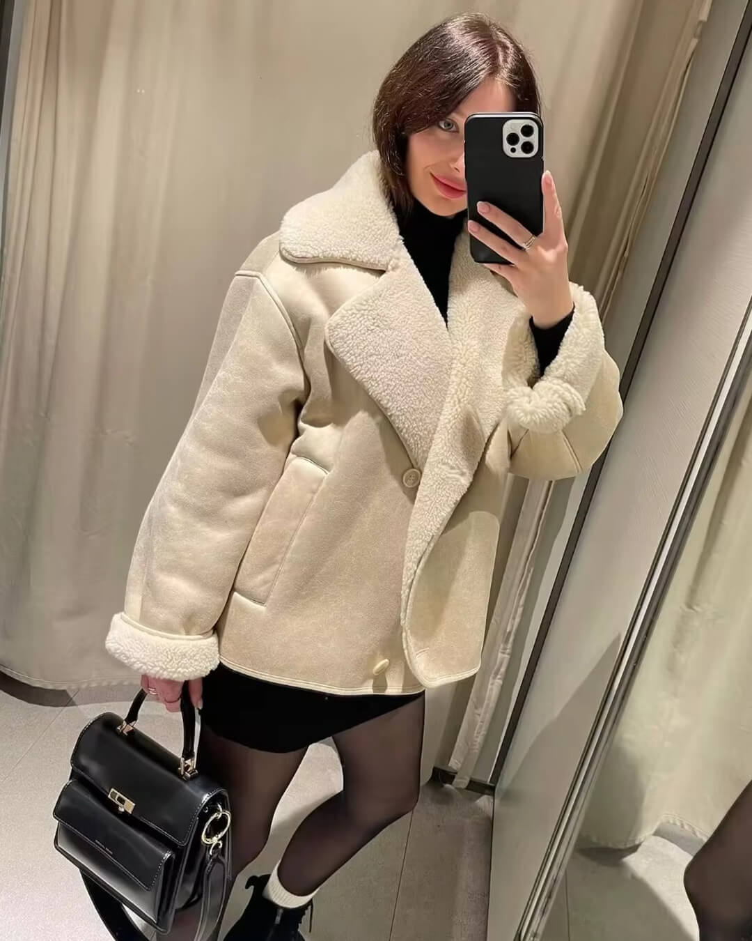 Arianne Sherpa Faux Leather Jacket