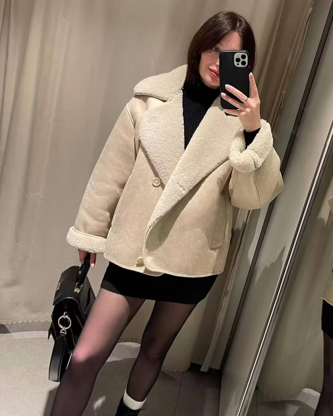 Arianne Sherpa Faux Leather Jacket