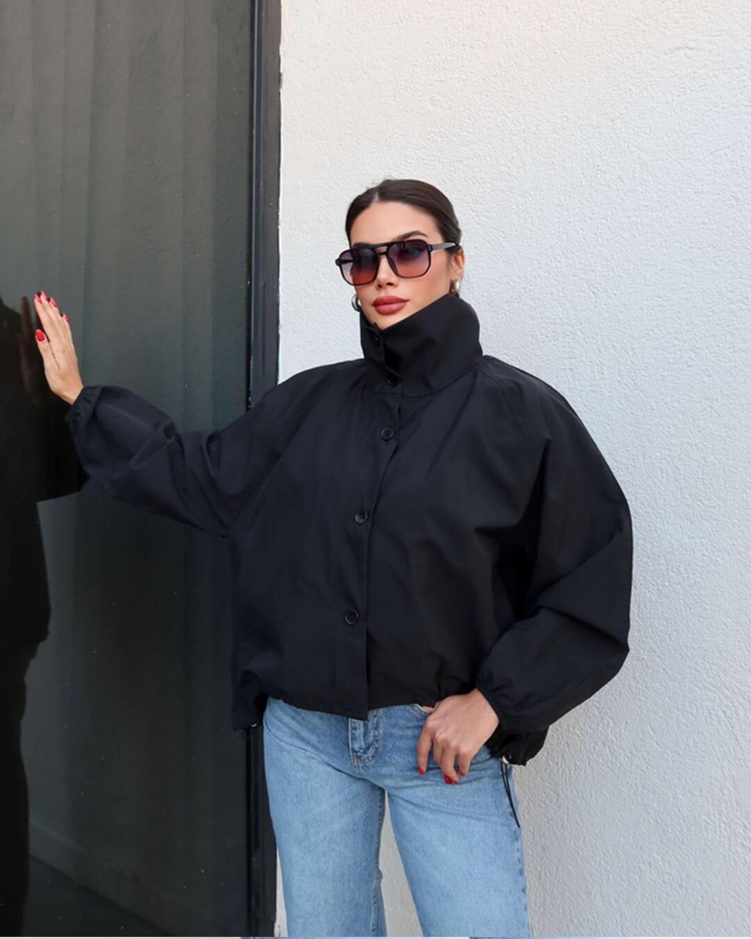 Clara High-Neck Bomber Jacket