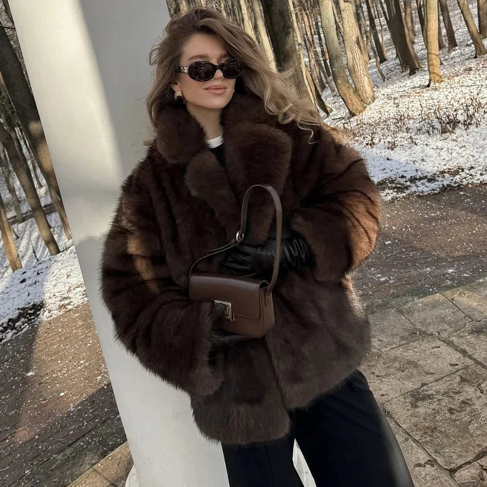 Delilah Lace Up Faux Fur Coat