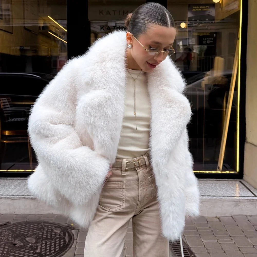 Delilah Lace Up Faux Fur Coat