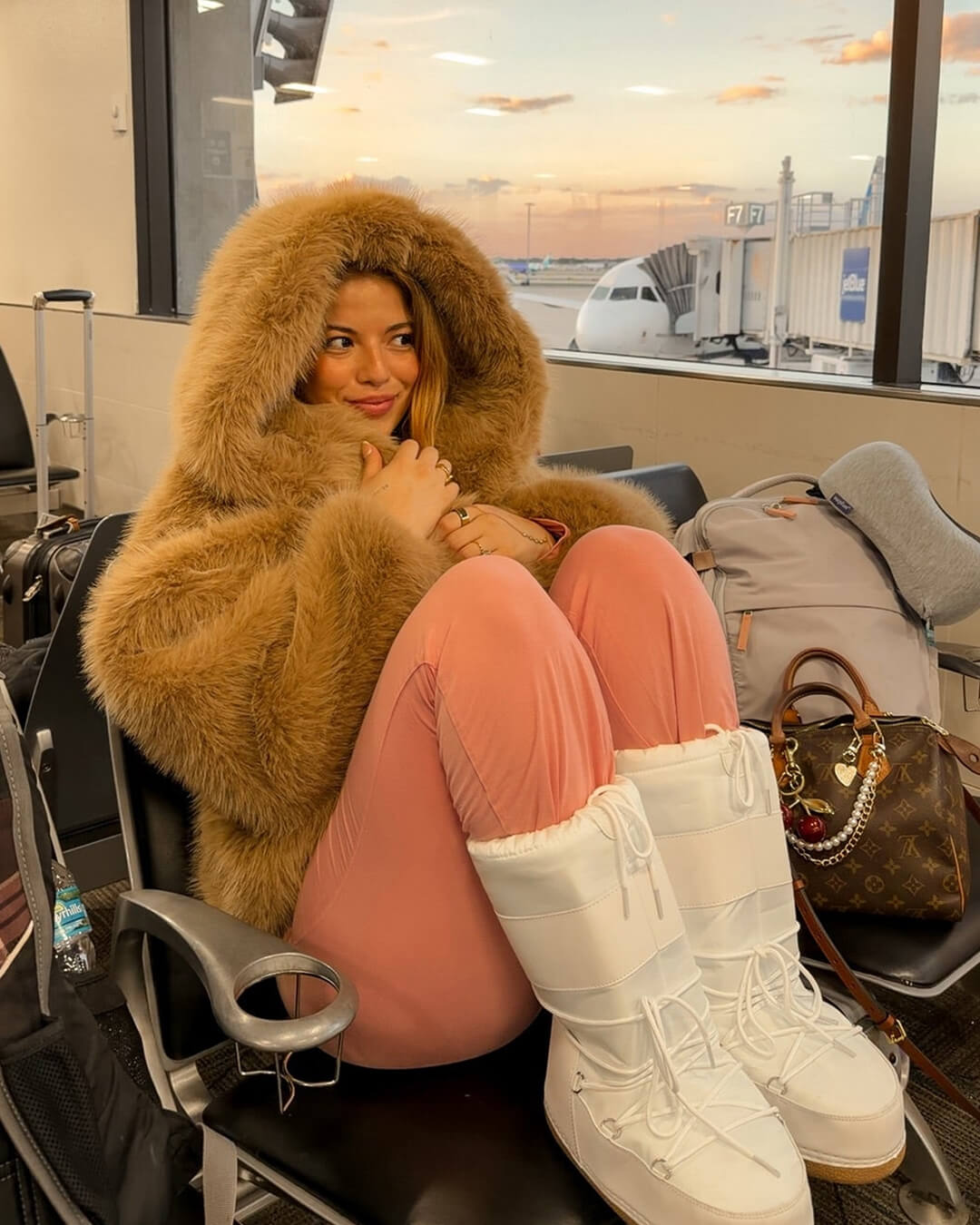 Nicki Hooded Faux Fur Coat