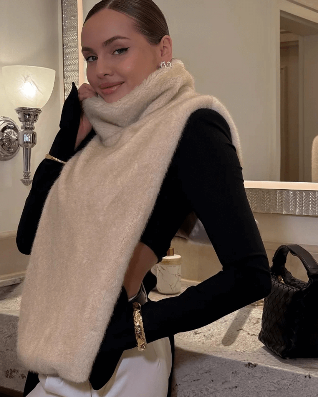 Rina Faux Fur Turtleneck Vest