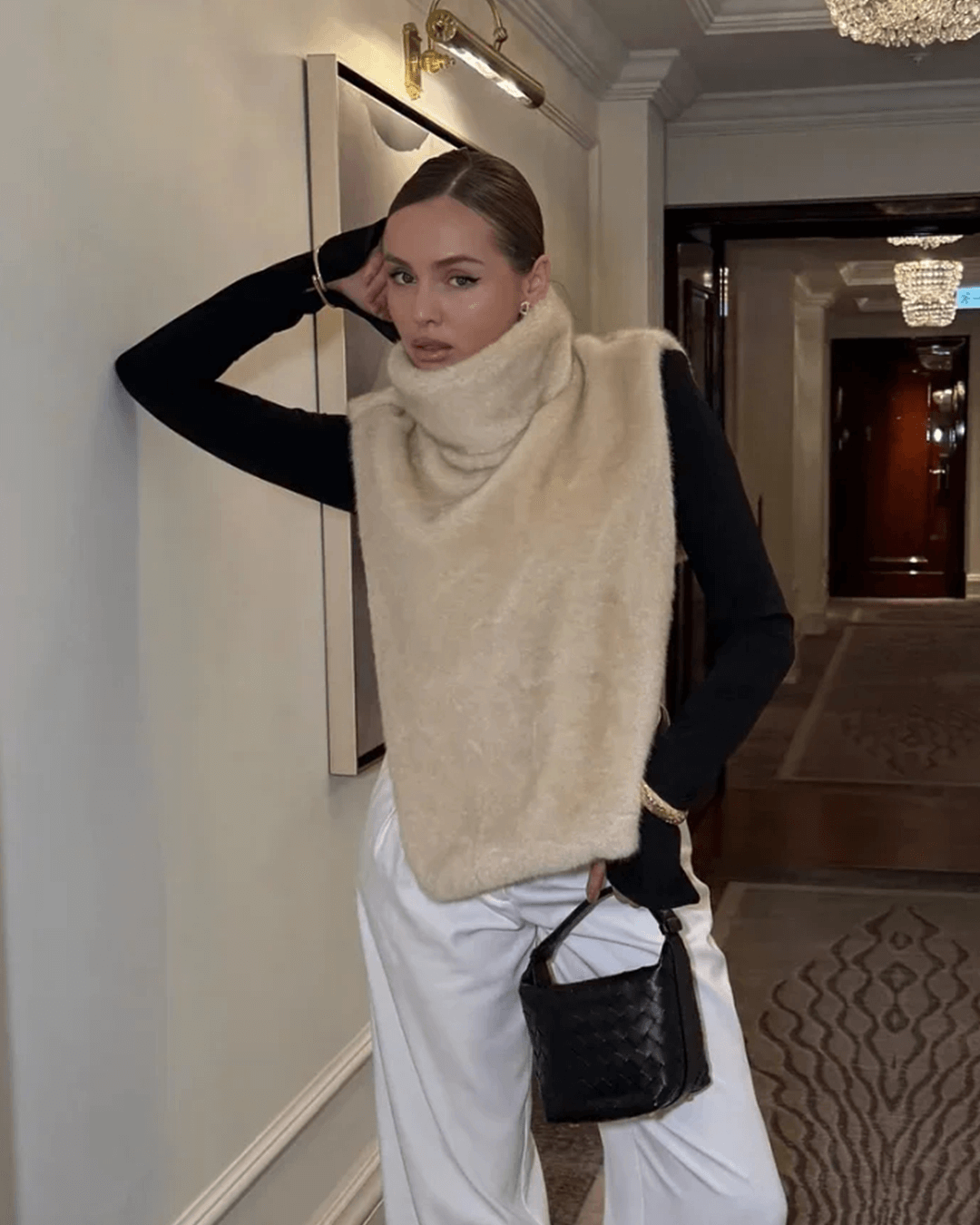 Rina Faux Fur Turtleneck Vest