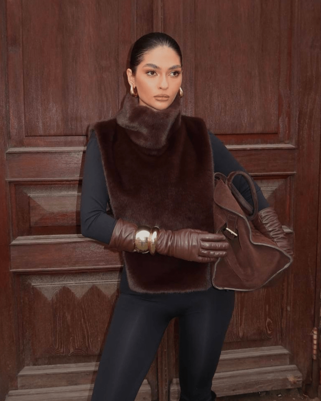 Rina Faux Fur Turtleneck Vest