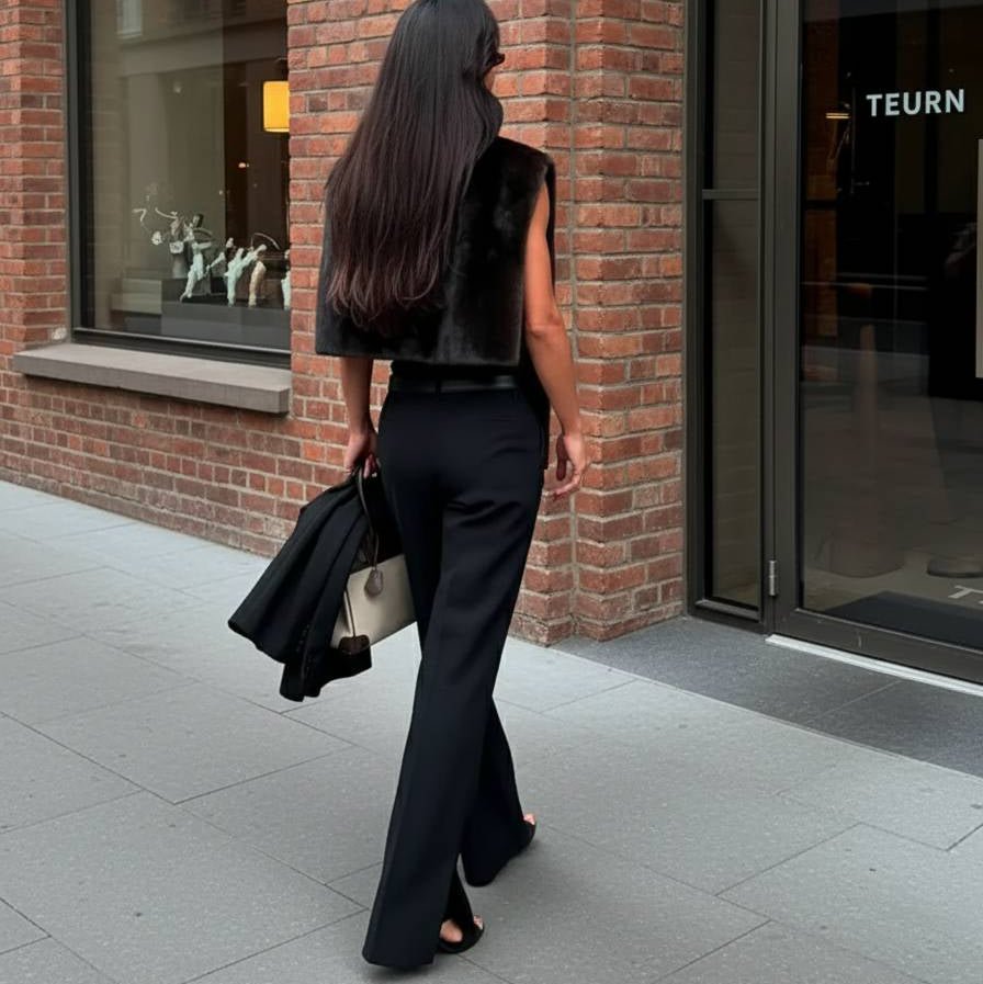 Rina Faux Fur Turtleneck Vest